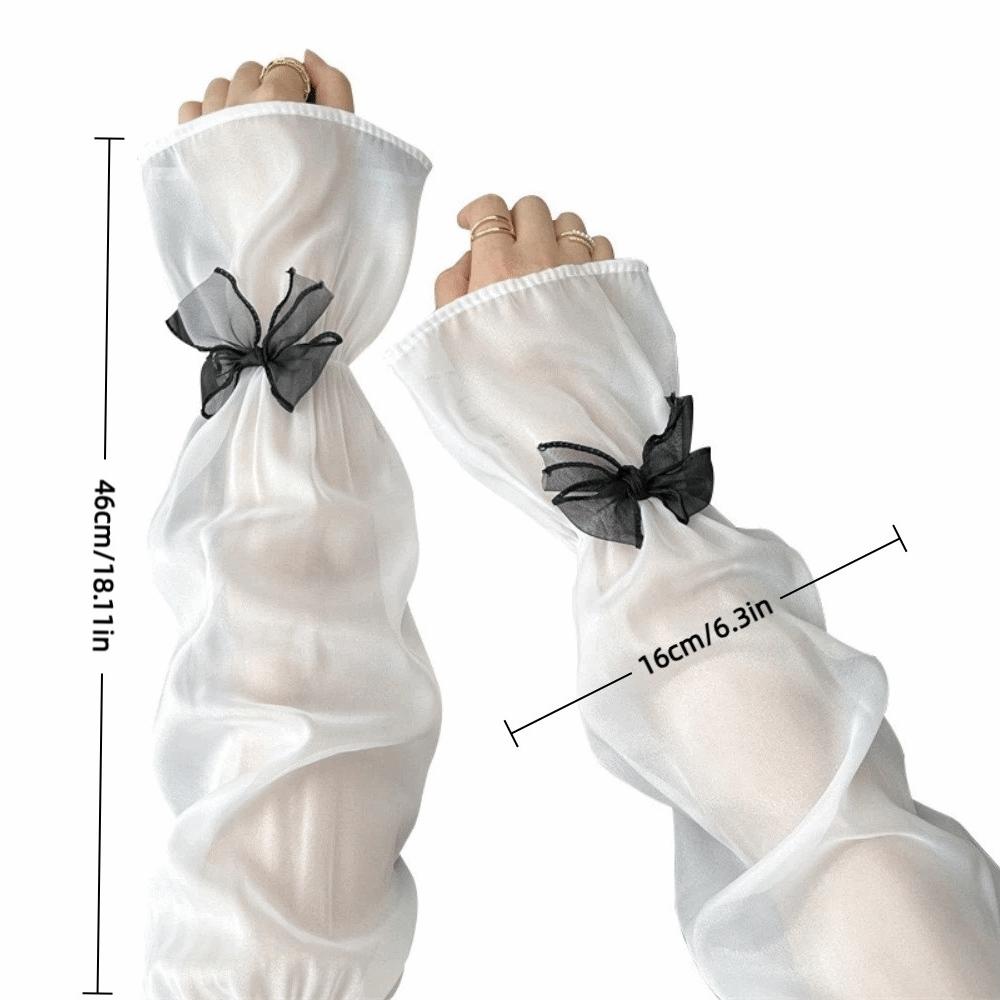 Cute Ice Silk Women's Sleeves Bow Decor Loose Fit Arm Sleeve Sun Protection UV Protection Ice Sleeves Summer Outdoor