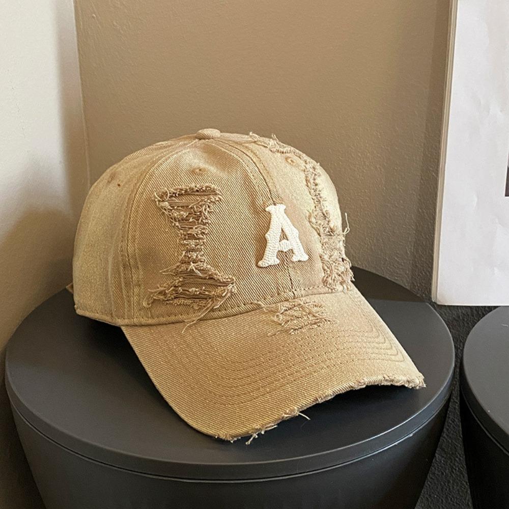 Embroidery Letter Baseball Hat Vintage Snapback Cap Adjustable Holes Peaked Cap  Unisex