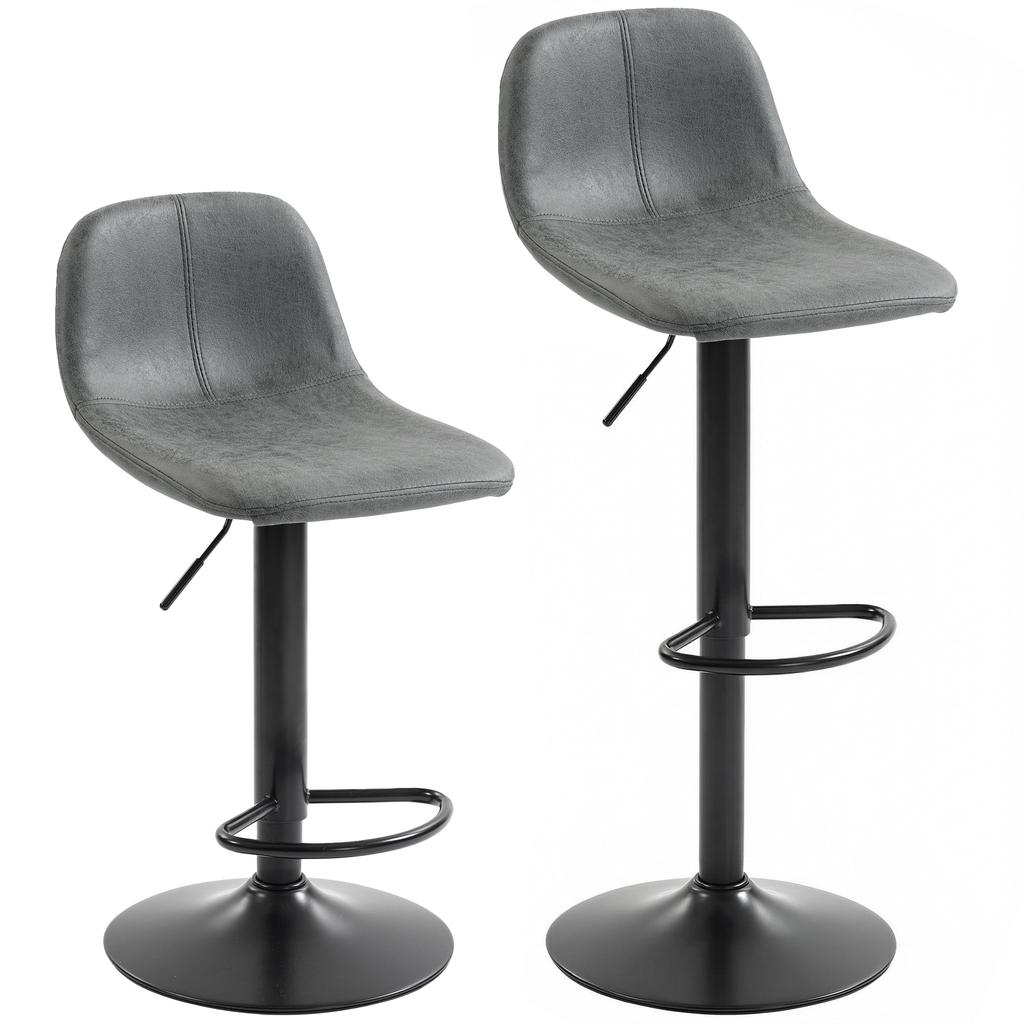 Bar Stools Set of 2, Modern Swivel Barstools with Footrest for Kitchen Island and Dining Room, Grey