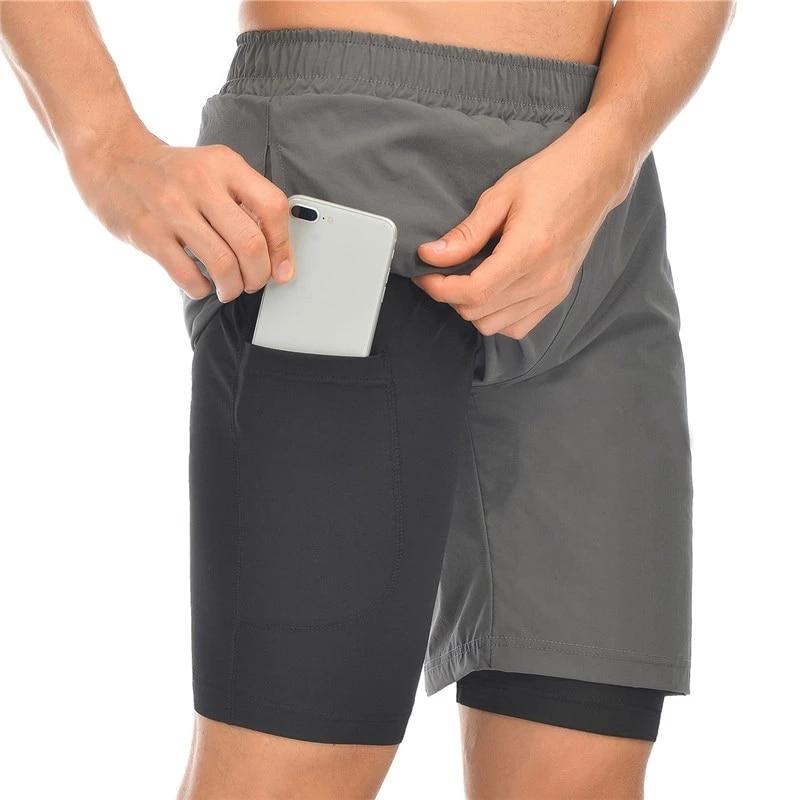 Men Running Shorts Jogging Gym Fitness Training Quick Dry 2 In 1 Beach Short Pants Male Summer Sports Workout Bottoms Clothing