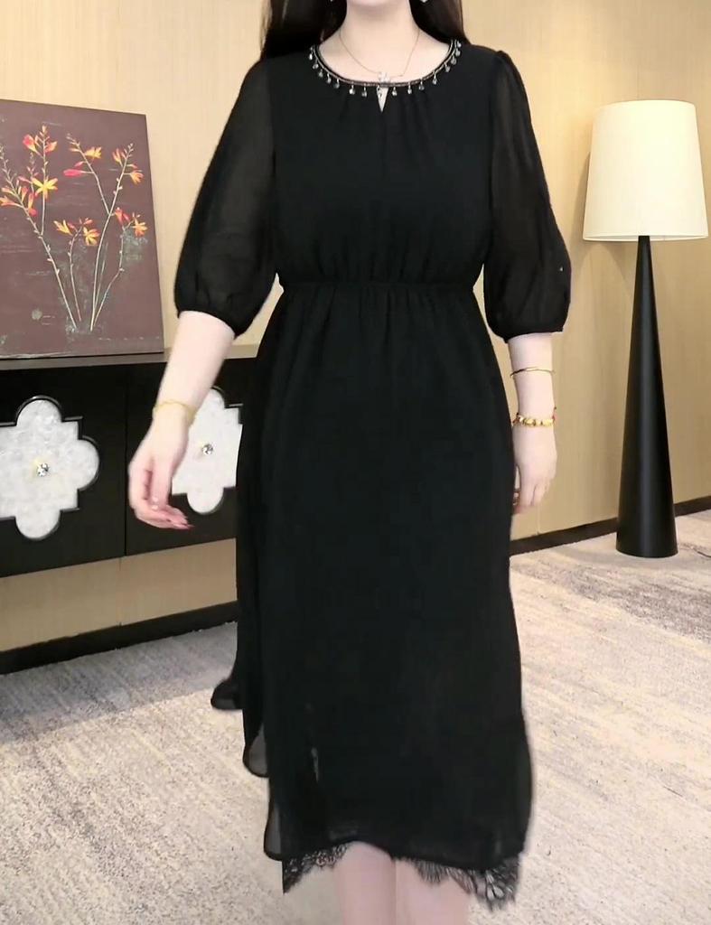 Chic Plus Size French Chiffon Midi Dress - Summer Collection