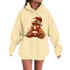 Women's Casual Comfortable Long-Sleeved Christmas Letter-Printed Warm Hooded Crew-Neck Sweatshirt