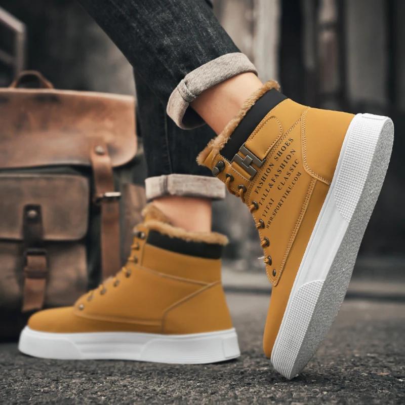 2025 New Men's Boots Winter Plush Men's Snow Boots Fashion High-Quality Casual Sports Shoes Outdoor Waterproof Men's Ankle Boots