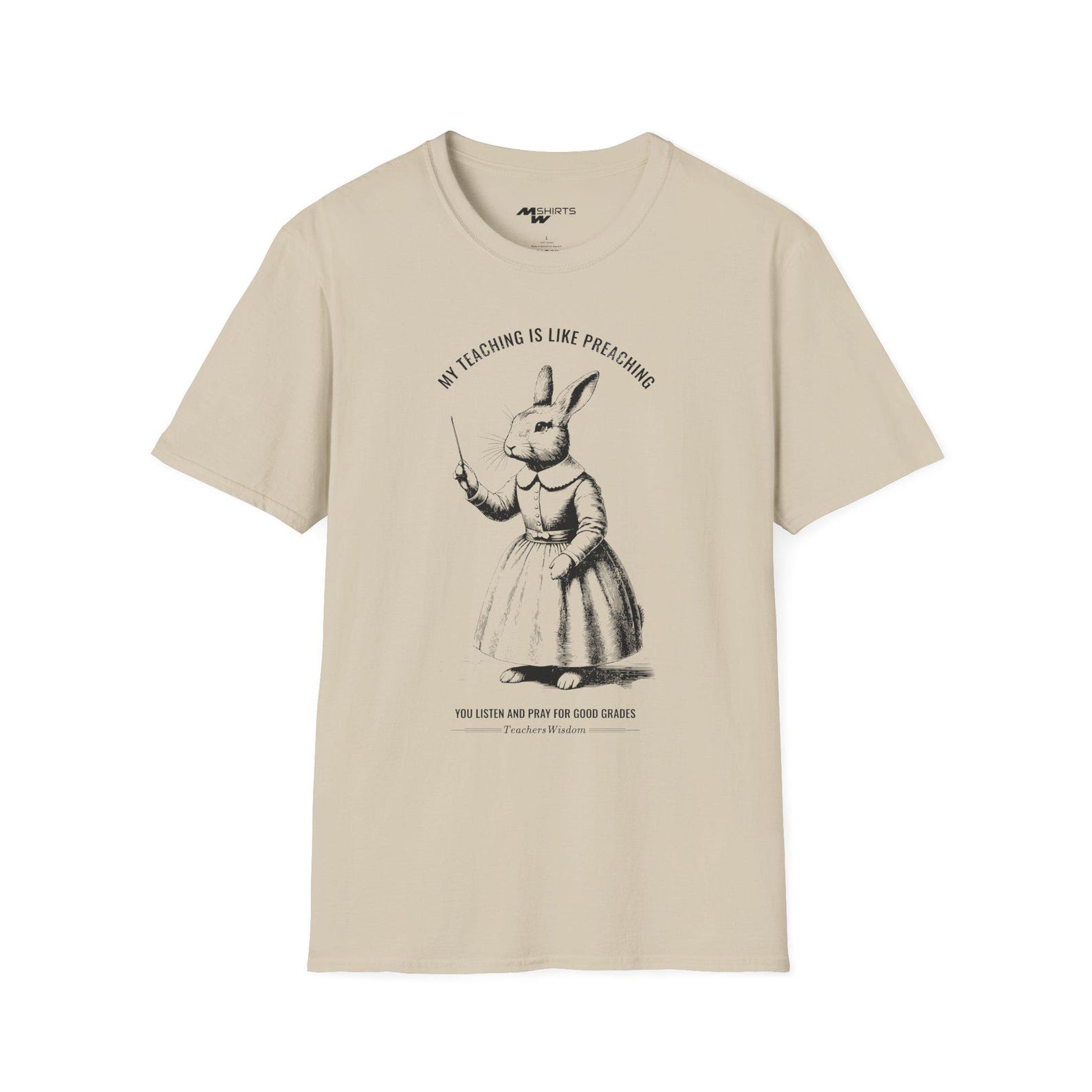 Teacher Bunny Engraving T-Shirt: Funny Teaching Gift L