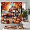 Pumpkin Shower Curtain Set - Includes Shower Curtain & Bath Mat, Non-Slip Rug And U-Shaped Toilet Lid Cover For Bathroom Decor