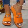 Wedge Heel Platform Slippers Women's New Large Size Casual Fashion Large Size Button Fish Mouth Sandals