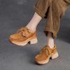 Fashion GKTINOO 2025 Autumn/Winter New Cow Suede Thick Soled Comfortable Thick Heel Shoes Versatile Lace Up Lightweight Women's Shoes