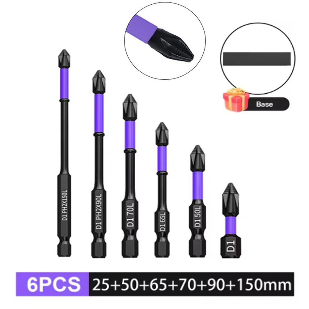 

6/12 Pcs Magnetic Screwdriver Bits Non-slip Impact Resistant Torsion Non-slip Bit Hex Shank Alloy Steel Bit Suitable Power Tools