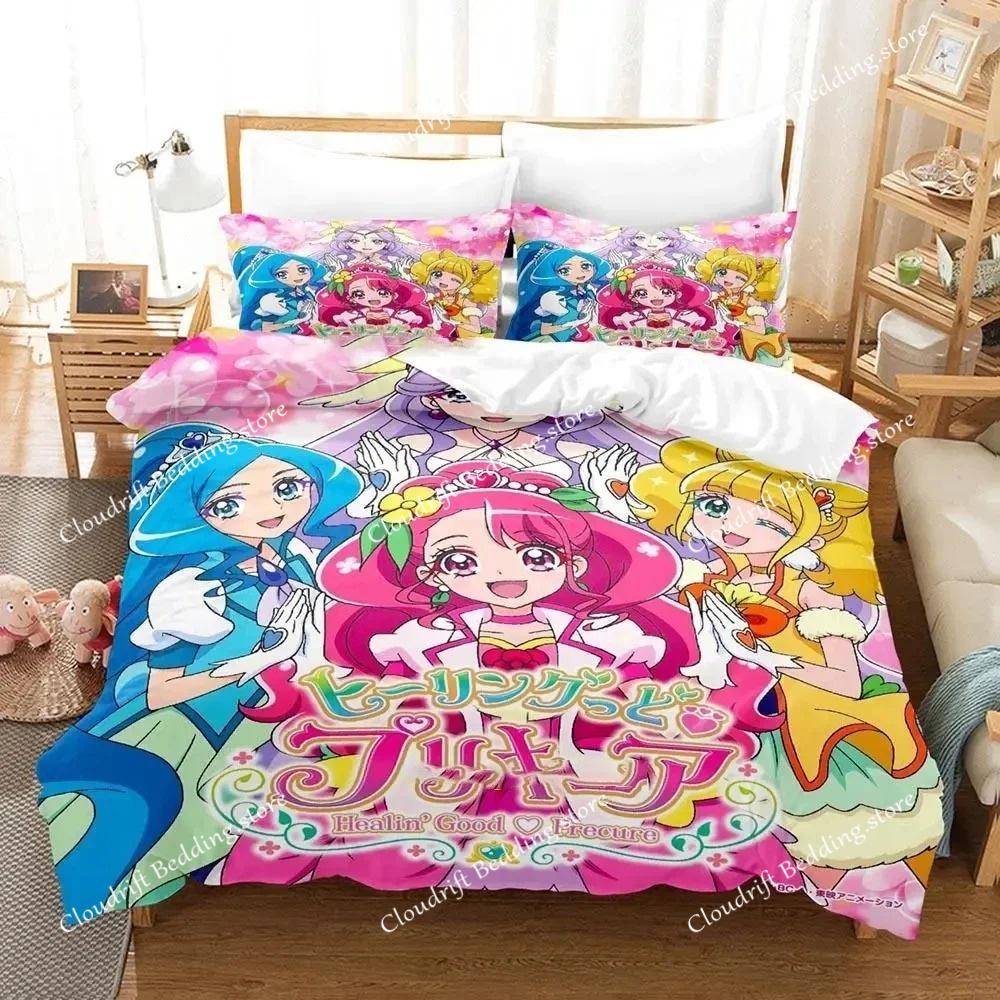 Anime Pretty Cure Bedding Set Boys Girls Twin Queen Size Duvet Cover Pillowcase Bed Kids Adult Fashion Home Textileextile