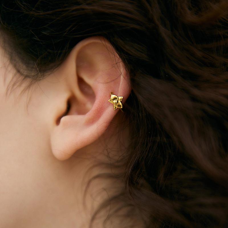14K Gold-Plated Sterling Silver Phalaenopsis Orchid Ear Cuff - No Piercing, Lightweight, French Retro Style for Women 14K Gold Pair