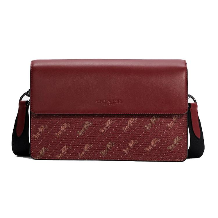 

Новая маленькая квадратная сумка COACH Turner из канвы с кожей, сумка на плечо, сумка кроссбоди, маленький размер, мужская, красная C6585-QBTH9 24.6*5.1*16.5CM