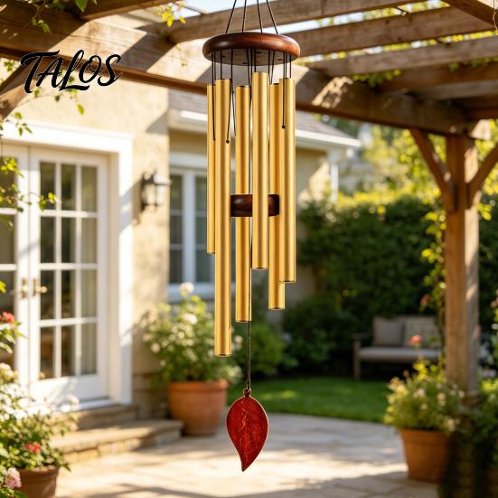 Metal Wind Chime with 6 Aluminum Tubes, Garden Hanging Chimes, Weather Resistant Wind Chimes for Outdoor Garden Patio Decoration