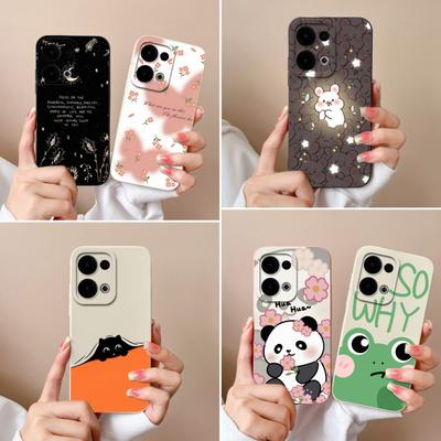 Oppo Reno13 Pro 12F Realme C75 Realme 14 Pro Plus F27 A3 NFC A40 A40m A60 dėklas Mielas Panda Varlė Minkštas Skystas Silikonas Neslystantis Dangtelis Oppo Korpusui