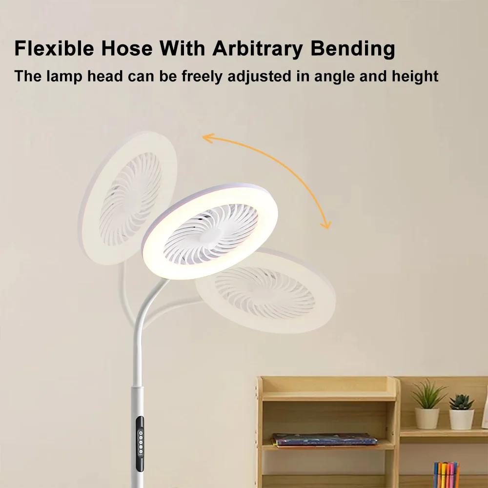 Modern LED Floor Fan Light Full Spectrum Simple White Circular Ring For Living Room Bedroom Study Home Lighting Fixtures