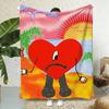 Rapper B-Bad B-Bunny Throw Soft Flannel Throw Blanket, Lightweight Breathable Summer Nap Blanket For Sofa Home Travel Cozy Decor