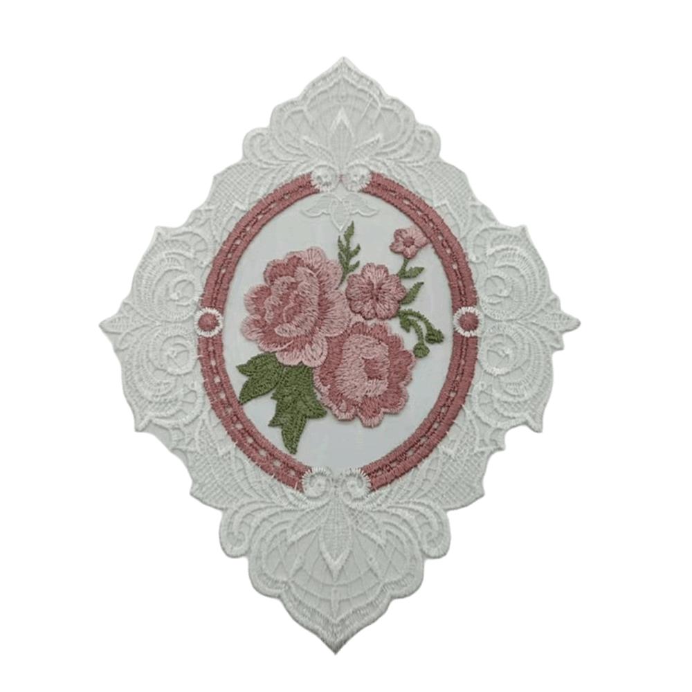 Ovaler Vintage-Spitzen-Stickerei-Untersetzer, Hitzeschutz, Foto-Requisiten, Tischdecke, Europäischer Stil, Kaffee-Getränke-Pad für Heimdekoration