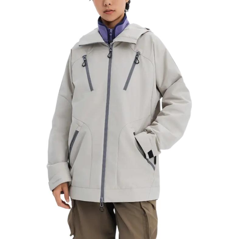 

DECATHLON Водоотталкивающая Ветрозащитная Куртка с Молнией и Длинным Рукавом для Работы на Открытом Воздухе, Множество Карманов, Унисекс, Бежевый Лунный Свет XL