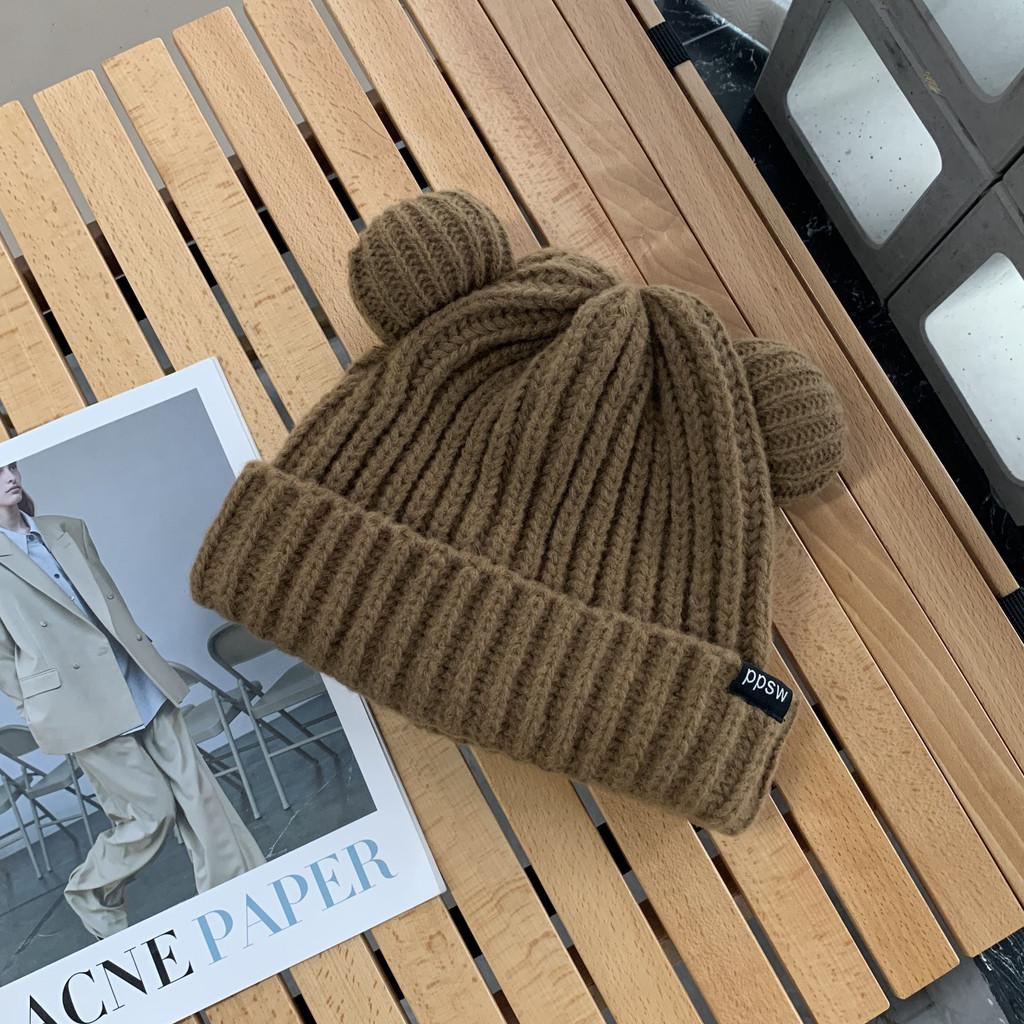 Design Bear Lovely Winter Hat For Women Soft And Warm Knit Beanie With Brim Short