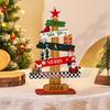 Wooden Christmas Tree Sign Plaque Small Xmas Desk Ornament for Bedroom Bookshelf