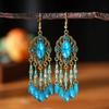 Vintage Classic Water Drop Dangle Earrings for Women Bohemian Handmade Beaded Crystal Earring Ethnic Female Vacation Jewelry