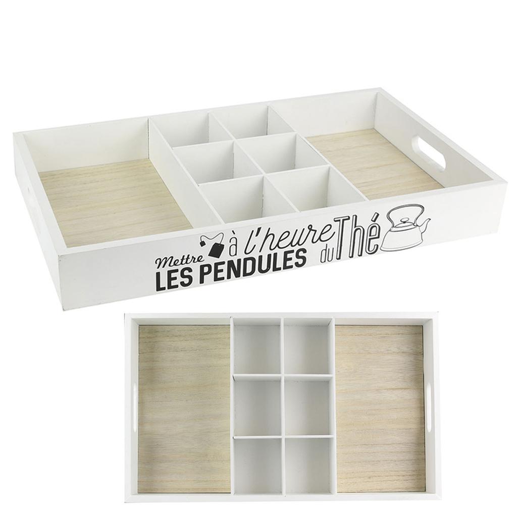 Les Trésors De Lily [A2298] - Beige 'Heure Du Thé' Wooden Serving Tray - 40x24x5 Cm
