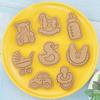 8 Pcs Food Grade Plastic Cookie Cutters 3D Cute Cartoon Press Type Stamps for Home Kitchen DIY Biscuit Baking
