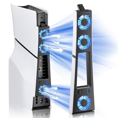 RGB Light Cooling Fan for PS5 Slim Console with 3 Fans USB 3.0 Port Quiet Cooling System for Sony PS5 Slim Gaming Accessories