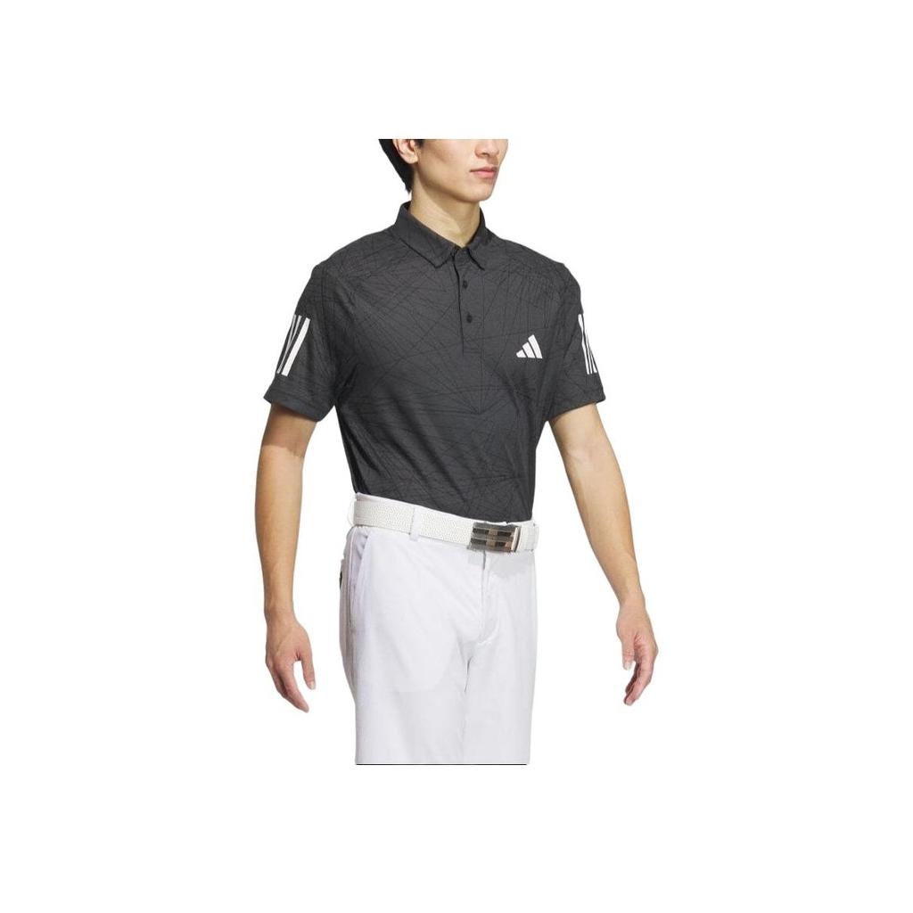 Adidas Ray Striped Logo Pullover Polo Shirt Men Polo Shirts Carbon IN6600