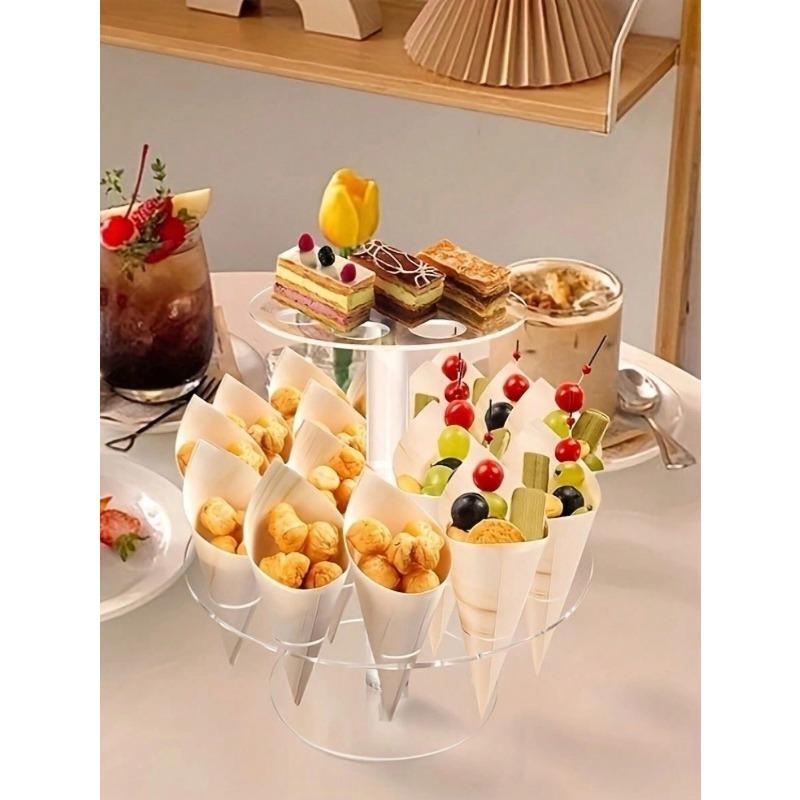 Eistütenhalter, Acryl-Eiscremehalter. Acryl-Eistütenhalter mit Waffelhörnchen-Displayständer, Geeignet für Partys