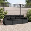 VidaXL Garden Lounge Set 4 Pcs with Cushions Black Wicker 3253412