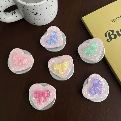 Heart-Shaped Bow with Shell Pattern for MagSafe Bracket - Strong Desktop Retractable Airbag Design