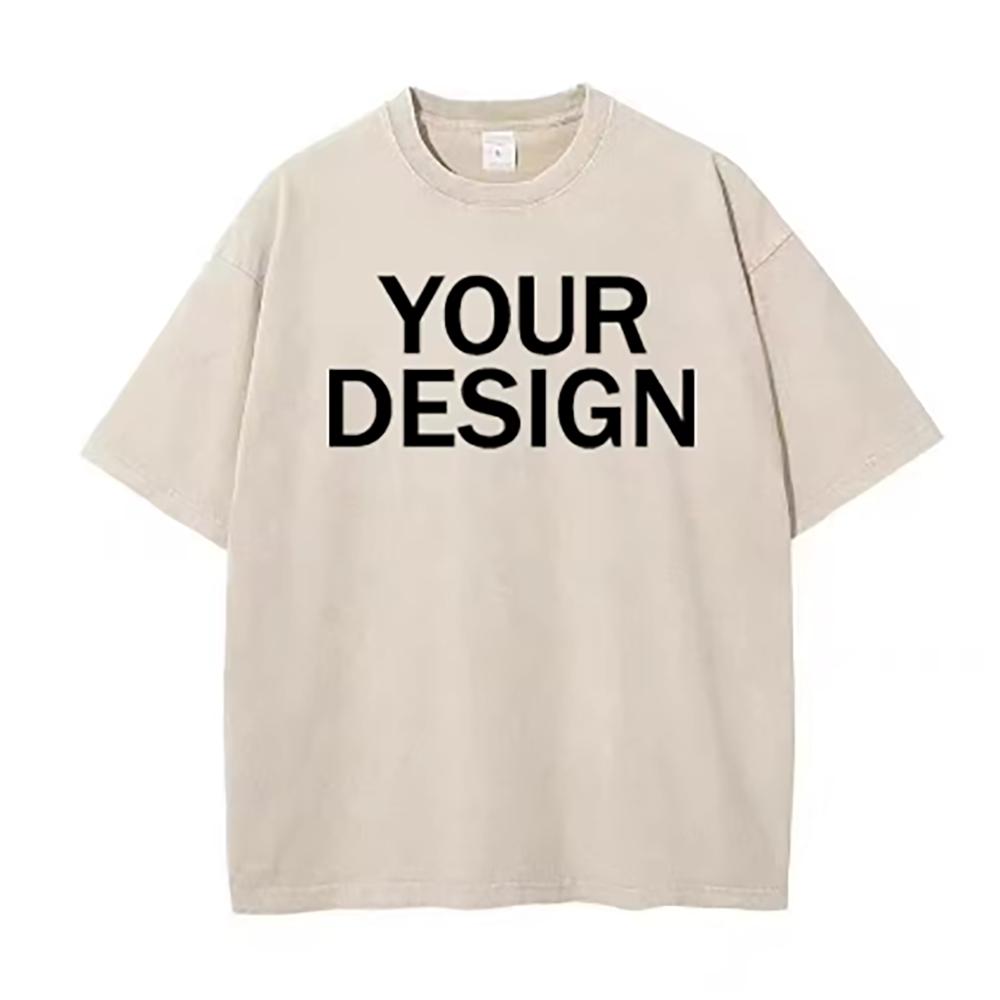 DIY 0101 Bavlněné tričko Wash Vintage Vlastní potisk Vzor Oversized Tričko s krátkým rukávem Rapper Streetwear Pánské tričko