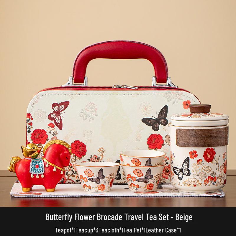 Ceramic Butterfly Flower Tea Set