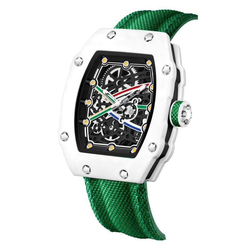 In Stock RM 6702 Slim Barrel Montre Homme Colorful Band Hollow 37.5mm Skeleton Dial Waterproof Sport Casual Quartz Wristwatch
