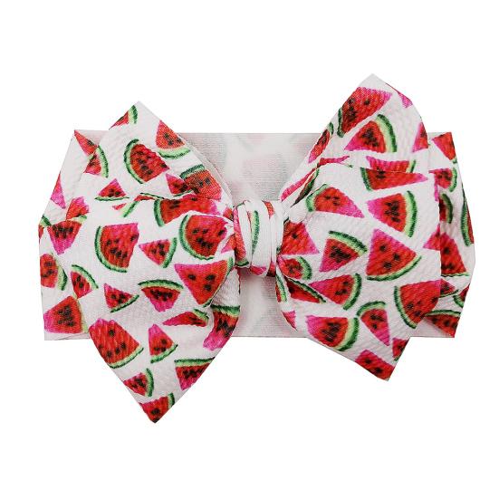 Sweet Children Heart Watermelon Floral Print Bow Headband Hair Band Accessory Watermelon
