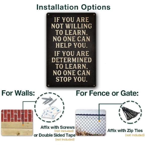 Vintage Motivational Wall Art Office Metal Decor Office Tin Signs Funny Pirational Decor If You Are Not Willing To Learn Pirational Posters For Women