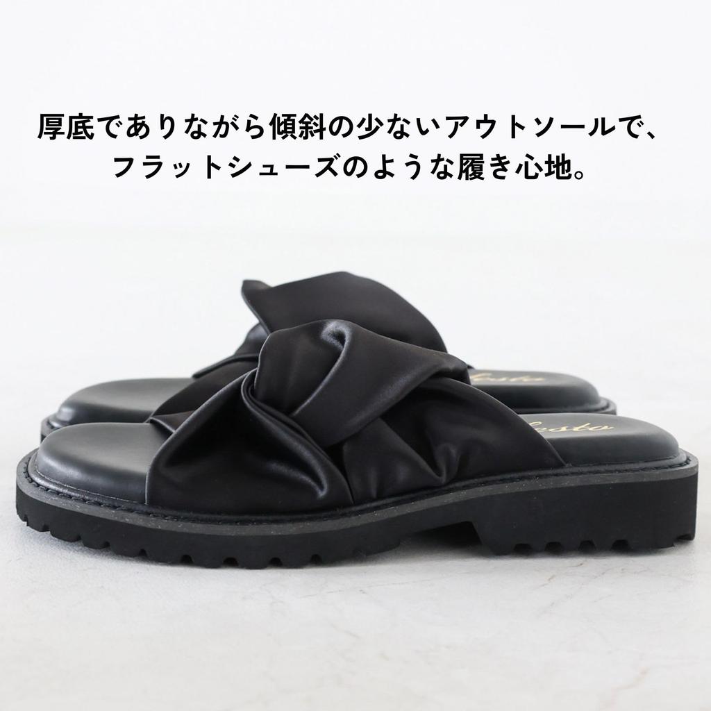 Stretch Satin Twist Sandals for Size Black [Sesto] Women, S, dhs4110-BLK-S
