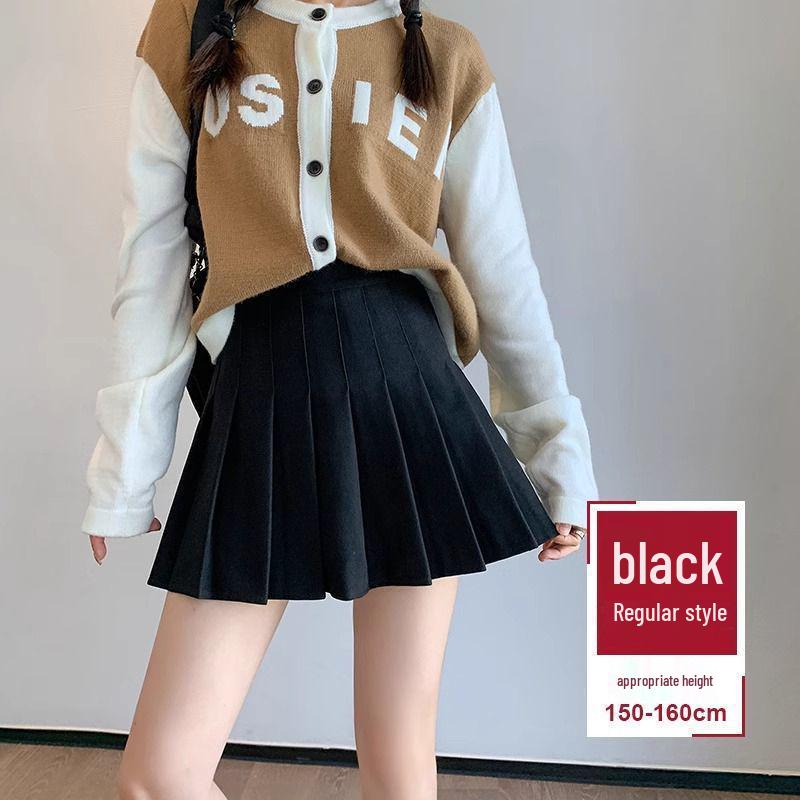 

Woolen Pleated High Waist Short A-line Skirt for Women - Autumn/Winter 2025 XS [35-40 kg]