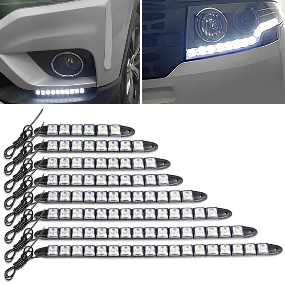 Car Daytime Running Lights Drl Led White COB Fog Bulb Flexible Silicone Auto Turn Signal Reverse Brake Trunk DayLight