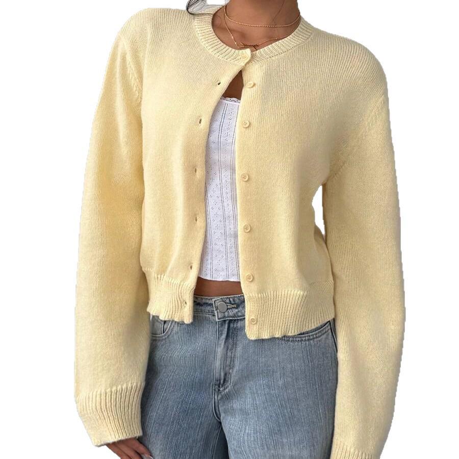 Women's Long Sleeve Knit Cardigan - Soft, Short, Loose, Slimming Autumn/Winter 2025