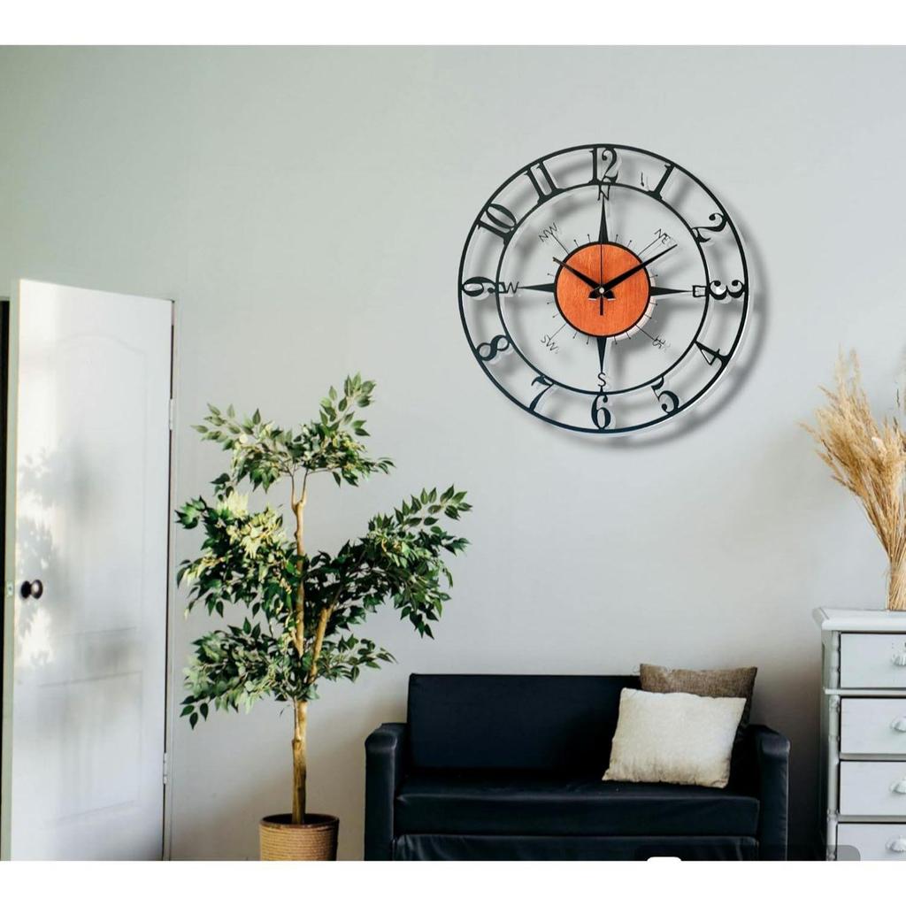 Morden Metal & Wooden Analog Wall Clock for Living Room Bedroom Office Kitchen Stylish Wall Clock for Home and Hall Designer Big Size Modern