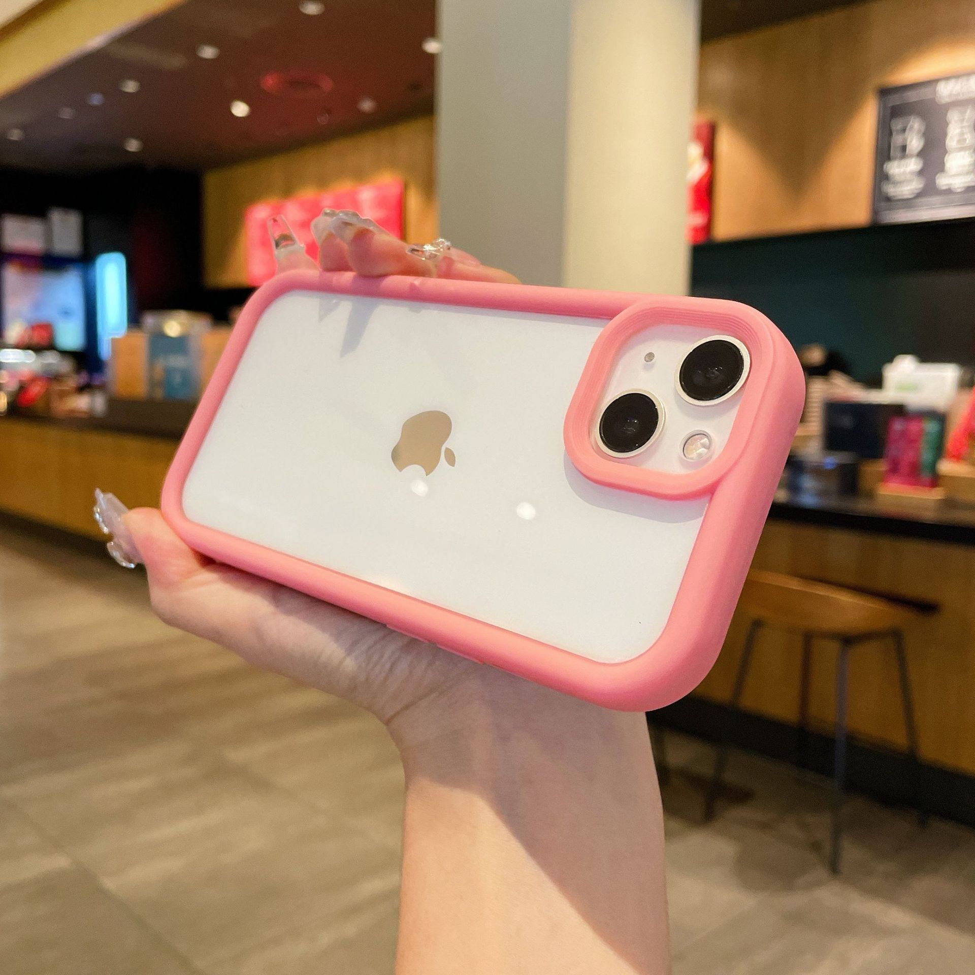 

Подходит для Apple 15promax, Акриловая фоторамка, Чехол для телефона, Полная защита для iPhone14, Простой защитный чехол 13 с защитой от падений Apple 15 розовый