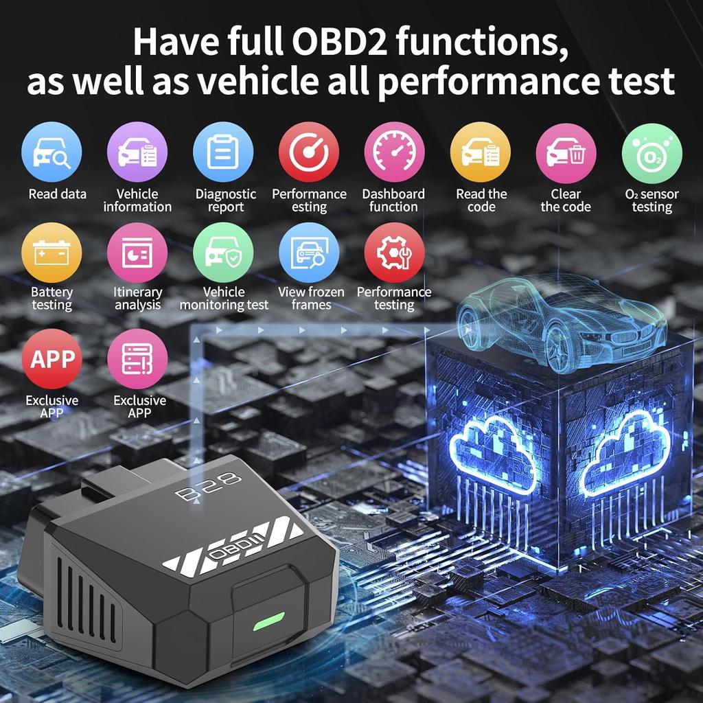 OBD2 Scanner for Car Bluetooth 5.4 - Codes Can Be Read and Cleared Quickly with Android and iOS Compatible - Diagnosis of The Vehicle's Engine, ABS,