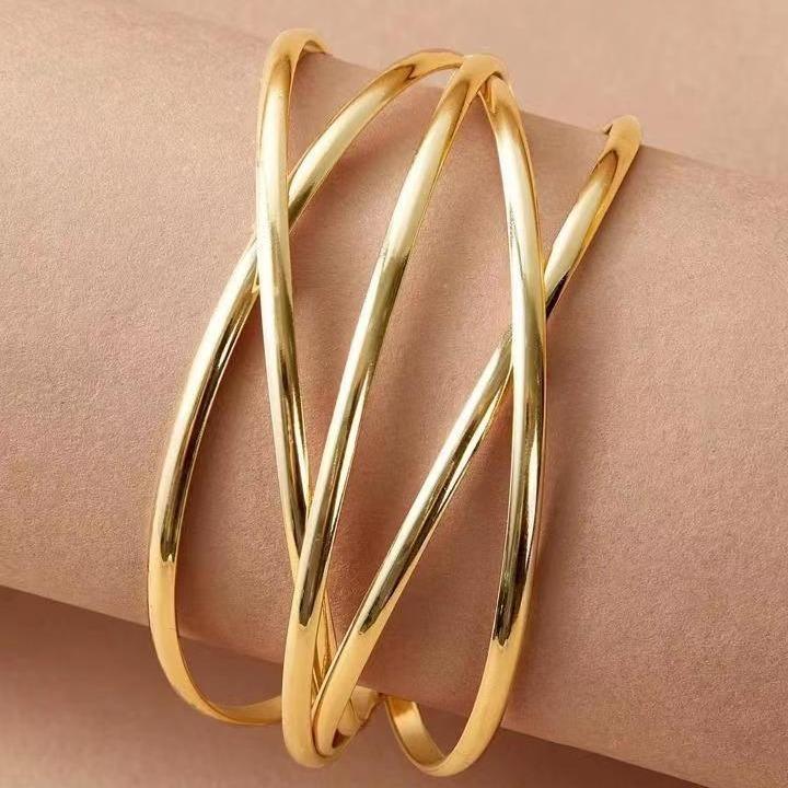 Accessories, Stylish Design Metal Glossy Bracelets, Personalized Hollow Geometric Cross-Opening Bracelets