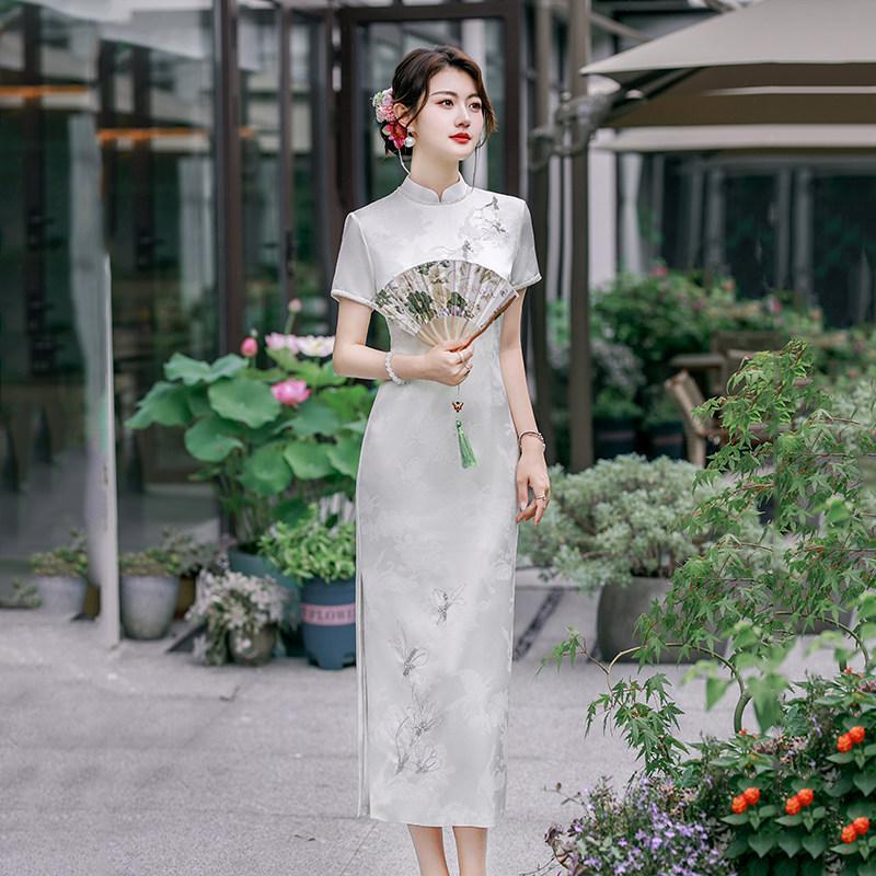 Black national style new Chinese Suzhou long cheongsam improved young 1011 new women's high-end mother dress