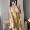 1011 New Sexy Nightdress Women's Summer Suspenders Ice Silk Pajamas Ins Printed Pure Desire Pajamas with Chest Pads