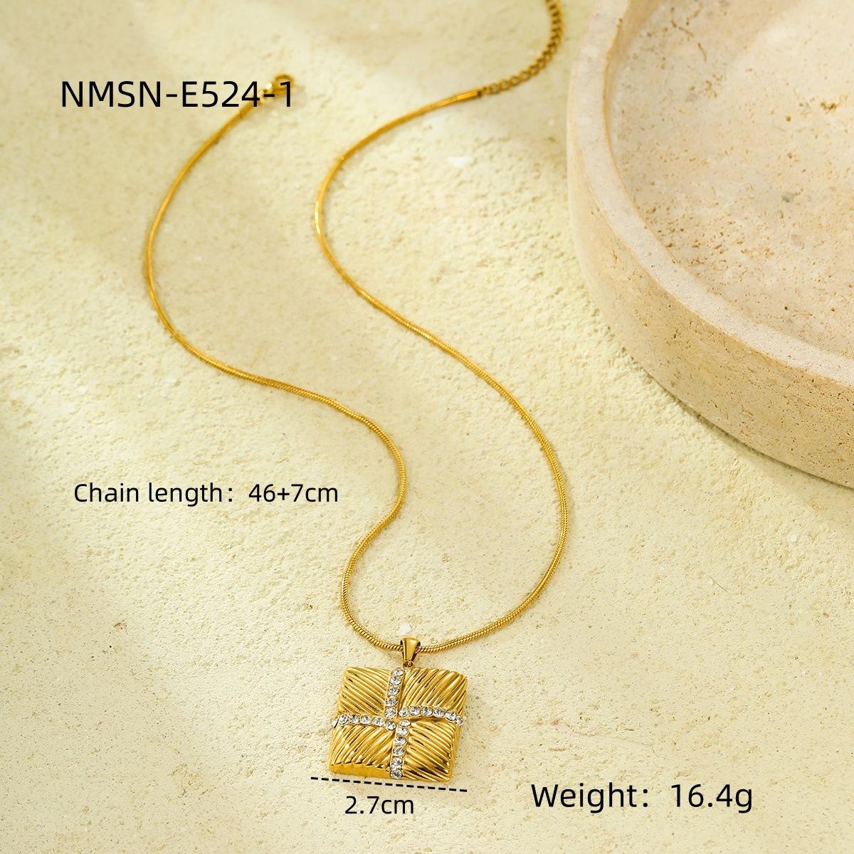 GEMCHIC Women s Stainless Steel Square Textured Cross Zircon Pendant Necklace