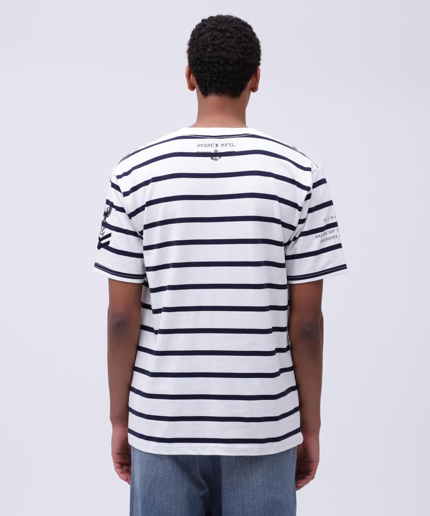 AVIREX NAVAL POCKET T-SHIRT Navy Border L 783-5934011