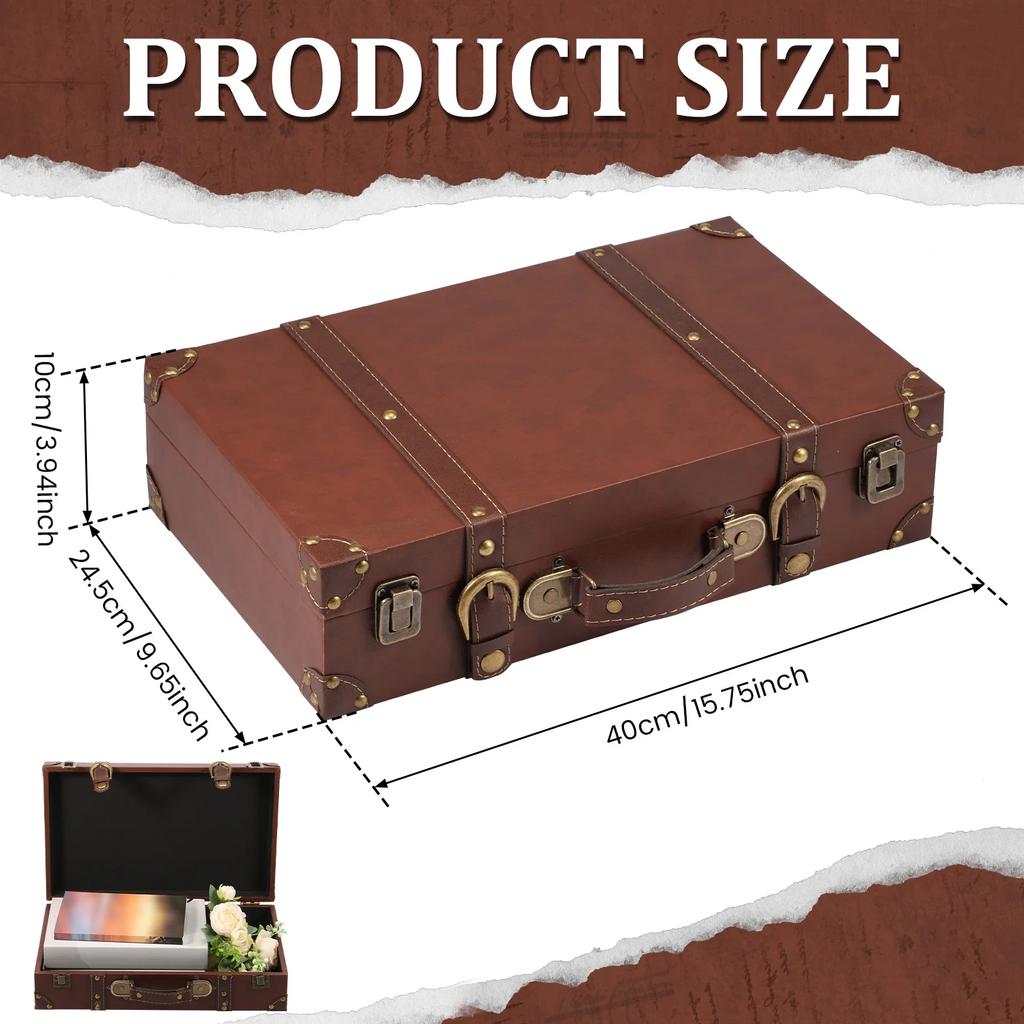 Vintage Wood Prop Suitcase Decorative Retro Photography Prop Luggage Wooden Storage Box Decoration for Travel Storage
