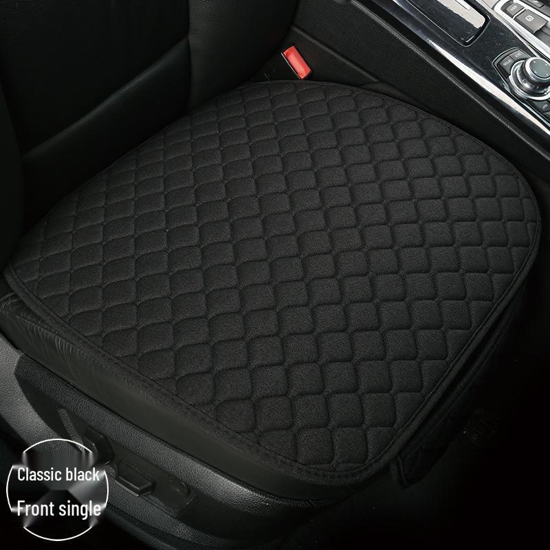 All-Season Breathable Linen Car Seat Cushion Set with Polka Dot Embroidery